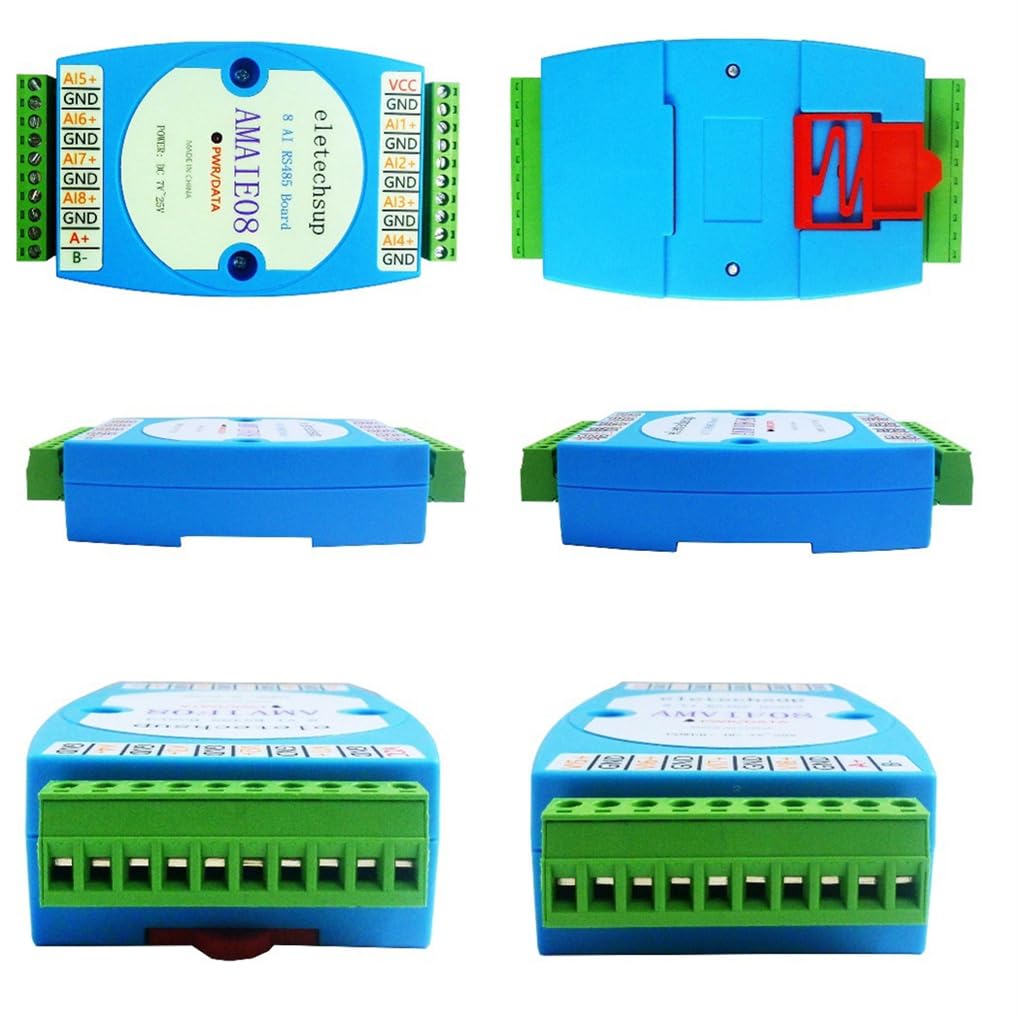 8AI 8VI 4-20MA/0-10V a RS485 Corriente/Voltaje ADC Colector Lectura Módulo de Captura MODBUS RTU PLC Placa DC 12V-24V 8 Canales (AMVIF08 0-10V Instrumentación tensión)