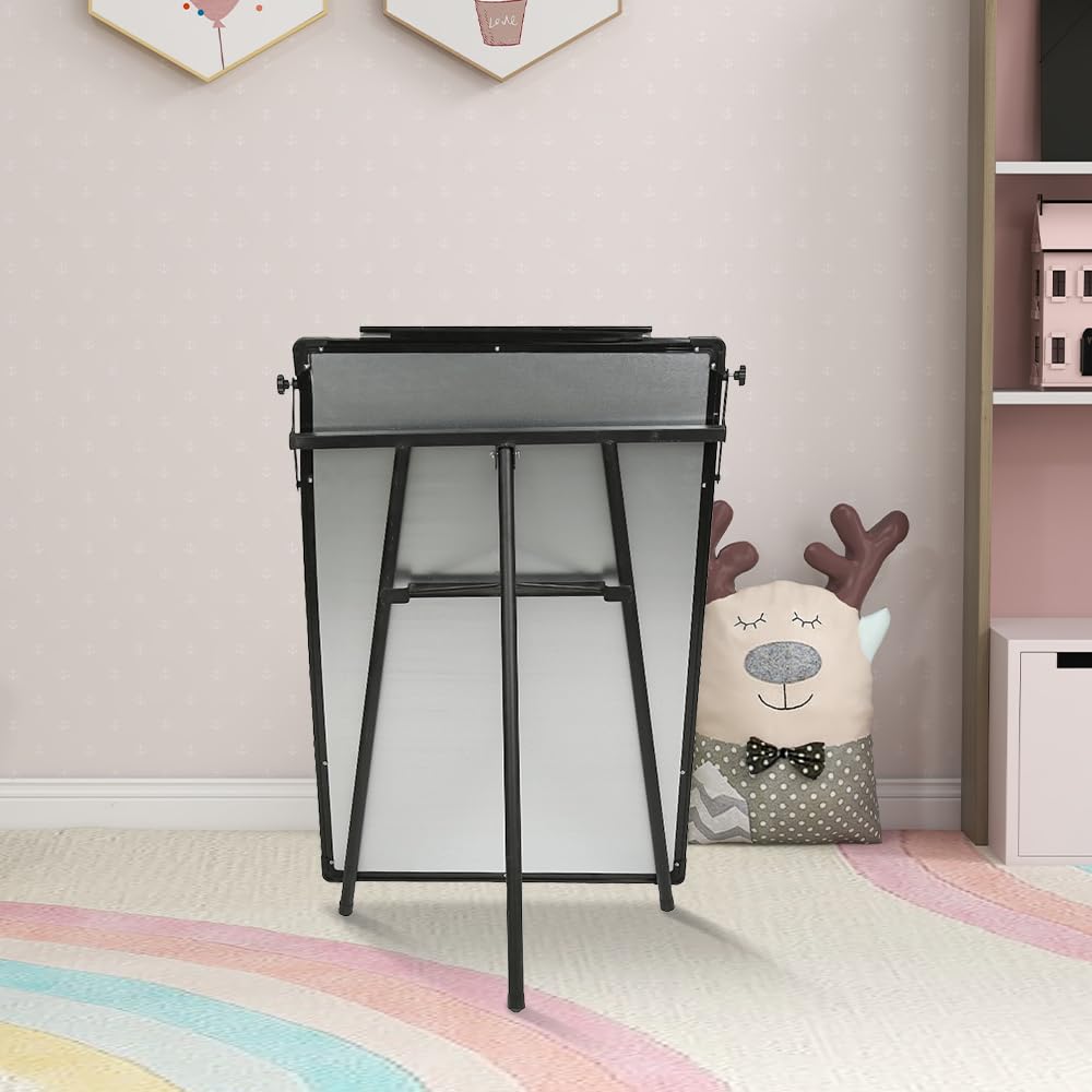 Wymazywalna biała tablica stojąca, magnetyczna tablica sztalugowa, regulowana wysokość 60 x 90 cm z podstawką, aluminiowa ramka na tablicę tablicową, składana tablica konferencyjna (60 x 90 cm-czarna)