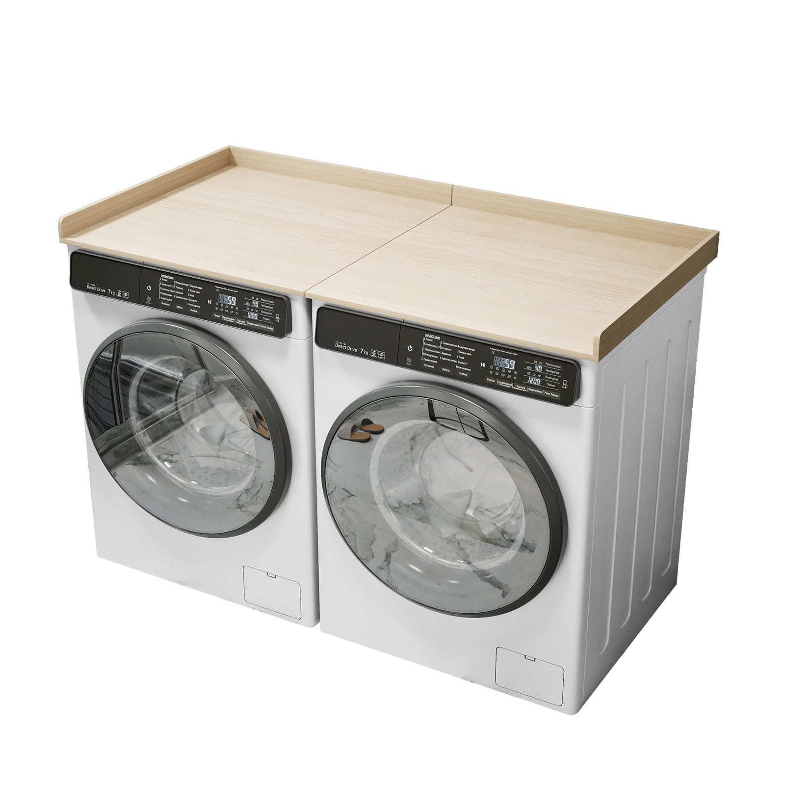 Stuffygreenus Washer Dryer Countertop Foldable Laundry Countertop Wood Topper with Anti-Slip Pads 54