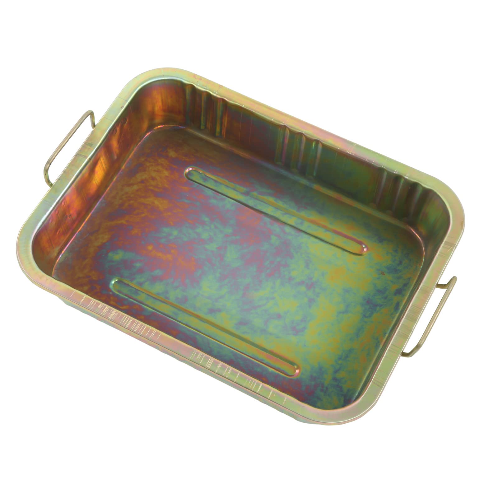 Tissting Bandeja de Goteo de Aceite Galvanizado, Contenedor de Drenaje de Metal Profesional para Taller, Protección de Suelos de Garaje, Uso en Vehículos, Motocicletas, Botes, Mate (500x380x95 mm)