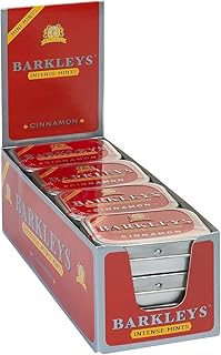 Barkleys Cinnamon Breath Mints, Mini Cinnamon Candy - Strong Cinnamon Flavor, Cool Mint for Party, After Dinner, Wedding, Everyday Use-Vegan, Reusable Travel Tins, 12 Pack - 50 Count Each