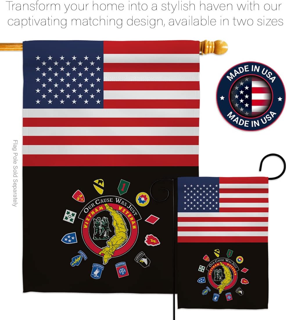US Vietnam Veteran Garden Flag - Armed Forces Service All Branches Support Honor United State American Military Official - House Decoration Banner Small Yard Gift Double-Sided Made in USA 13 X 18.5
