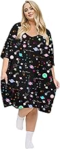 KFUBUO Plus Size Nightgowns for Women V-Neck Sleep Tshirts Dress Pjs Lounge Short Sleeves Sleepwear With Pocket Fit S-5XL