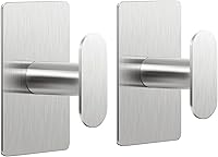 Vista 1 de pickpiff Adhesive Towel Hooks for Bathroom: 20LB Extra Strong Wall Hanger for Shower Kitchen RV Dorm Apartment, Silver 2 Pack
