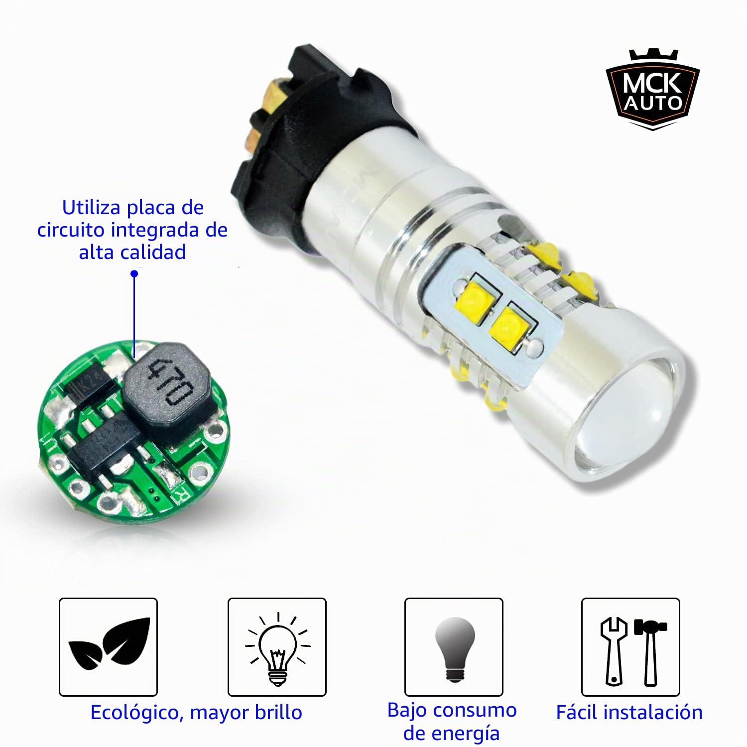 Reemplazo para PW24W LED CanBus Juego de bombillas blancas muy claras y sin erros CC F30