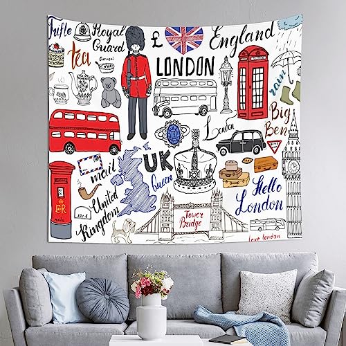 JCAKES I Love London Wanddekoration Tapisserie (horizontaler Stil) Polstertapisserie Tapisserie Wandteppich Schlafzimmer Picknickdecke Urlaub Wandteppich