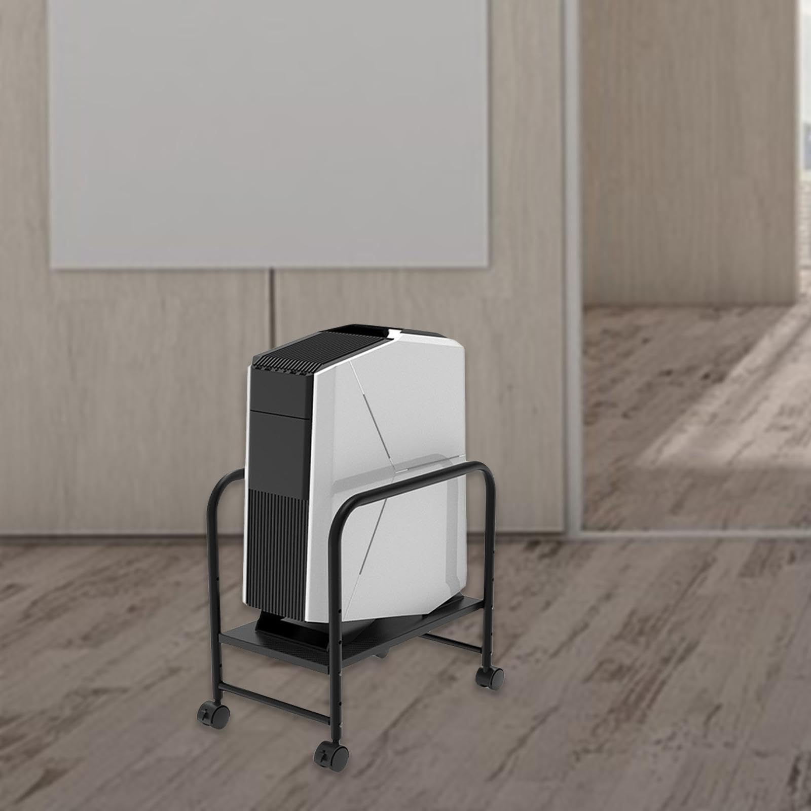 Soporte para CPU con Ruedas Bloqueables Estante Móvil para Torre de Computadora Rack Inferior Ajustable de Acero Y Protección Anticaída, Negro