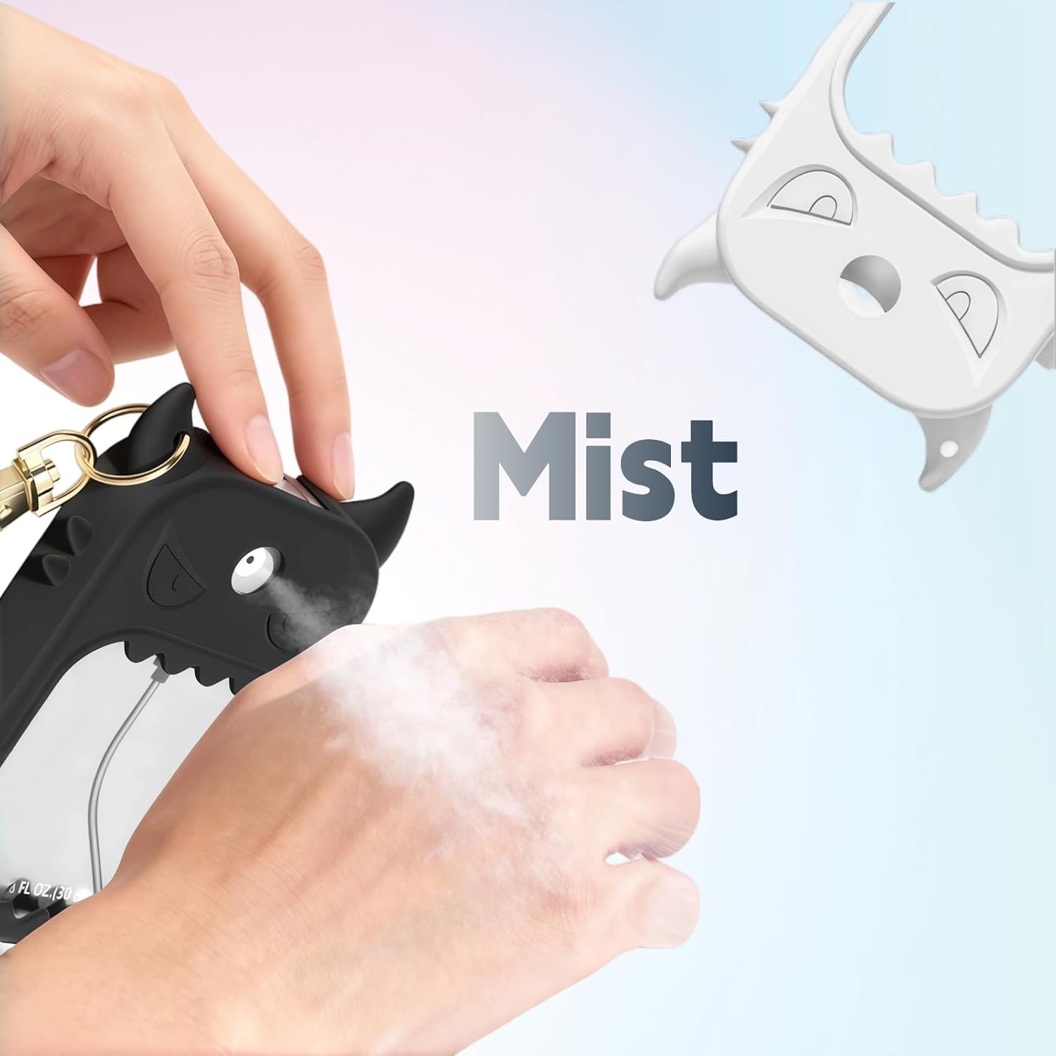 Hand Sanitizer Case Compatible with Touchland, Cute Monster Silicone Holder Keychain 1 Fl Oz, 2 Pcs Black & White