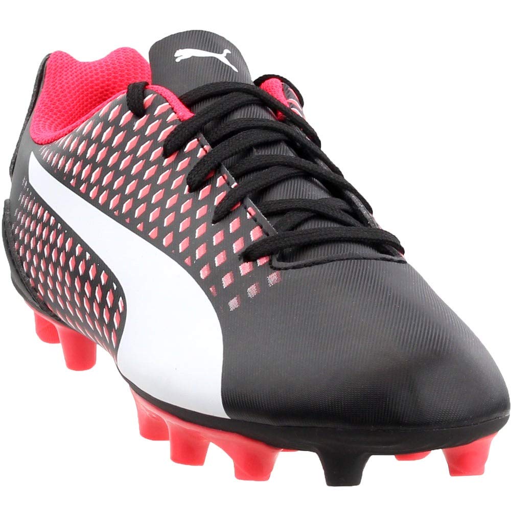 PUMA Jr Adreno Iii Fg Black/White/Bright Plasma Soccer Shoes - 6Y
