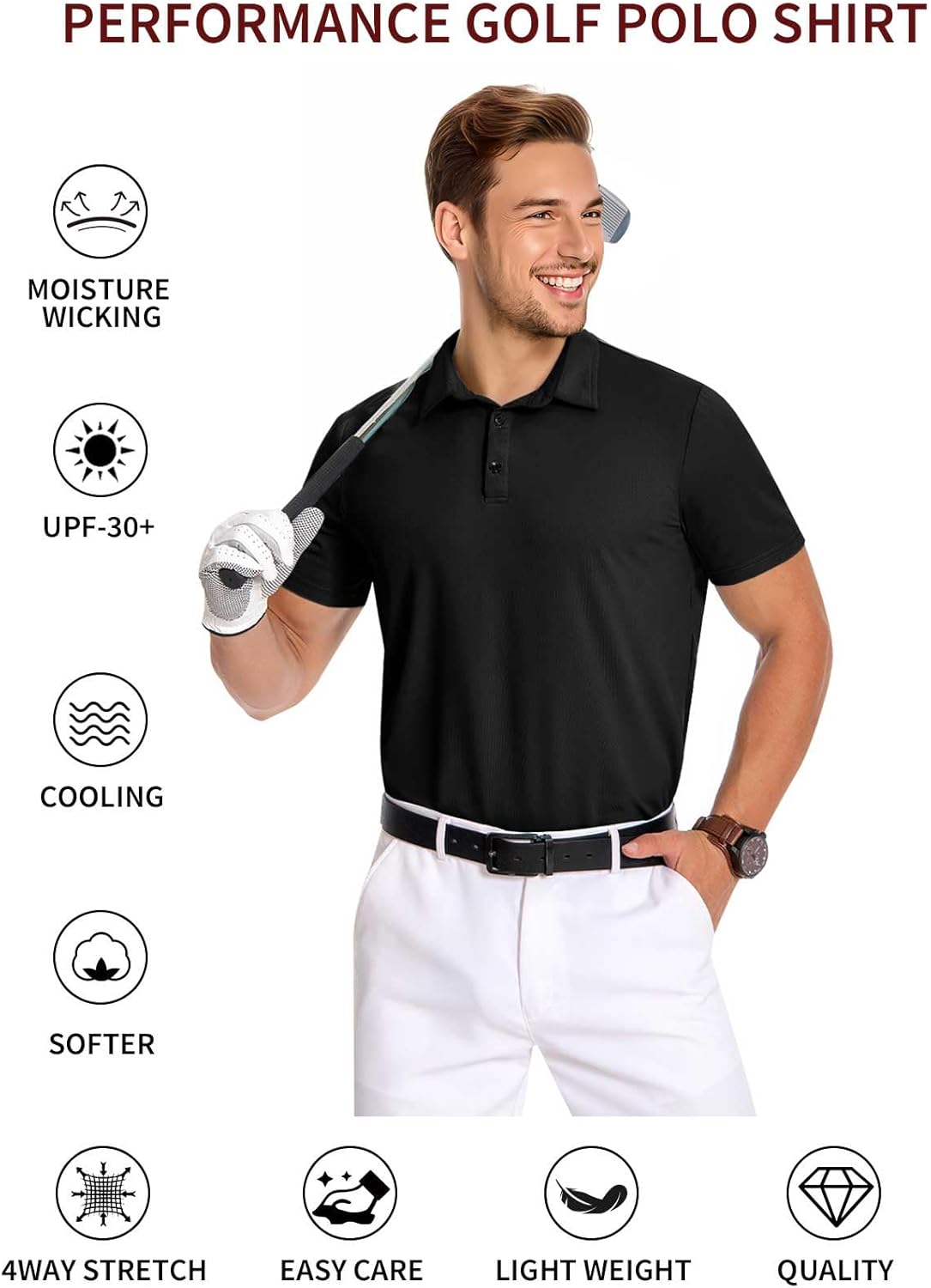 PEGENO Mens Polo Shirts Short Sleeve Golf Shirts Moisture Wicking Athletic Casual Polo Shirts - Image 5