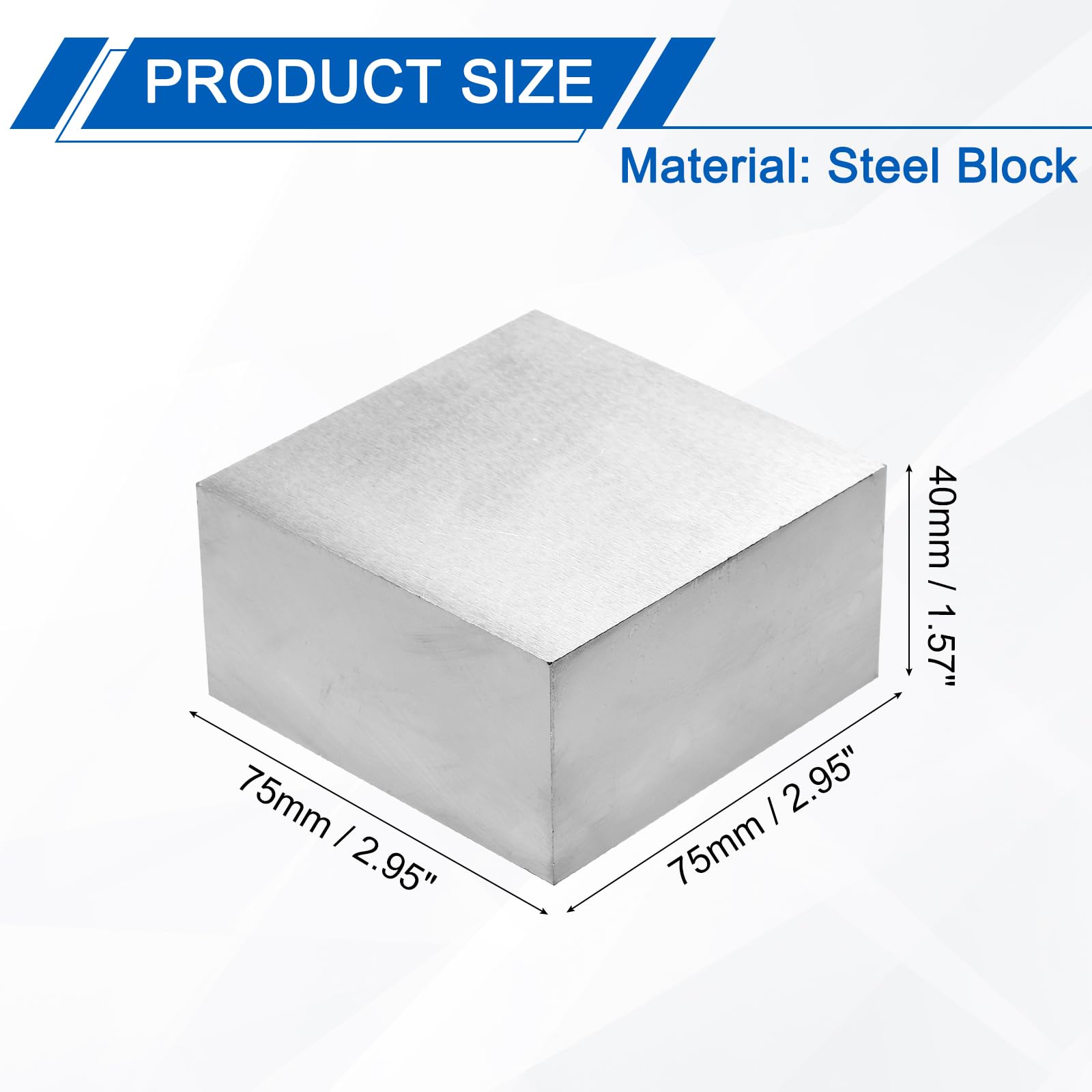 PATIKIL 75x75x40mm Steel Bench Block, Steel Block Metal Bench Block No Holes Matched Hardened Steel Flat 123 Blocks Precision Ground Milling for Jewelry Making Stamping Tool, Square - Image 2