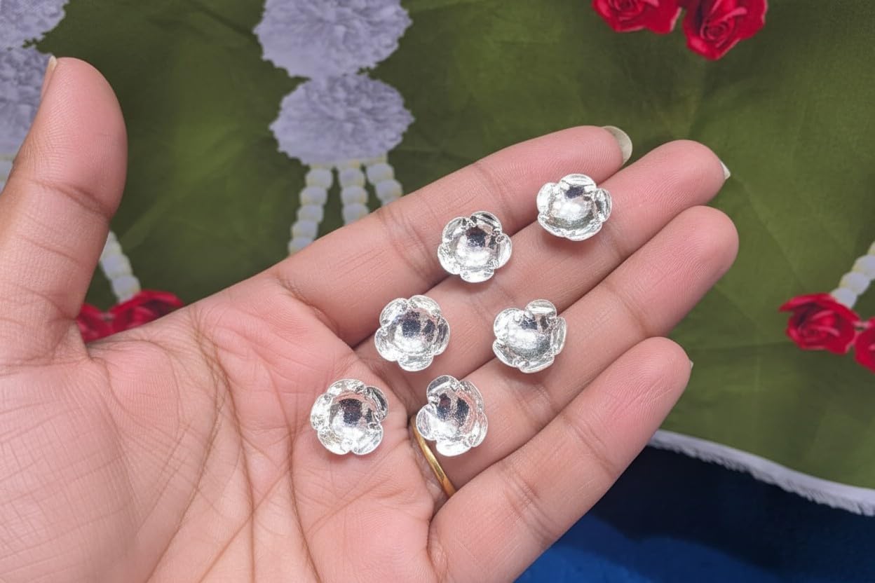 German Silver Plate with 108 Silver Flowers | Varalakshmi & Diwali Pooja Thali