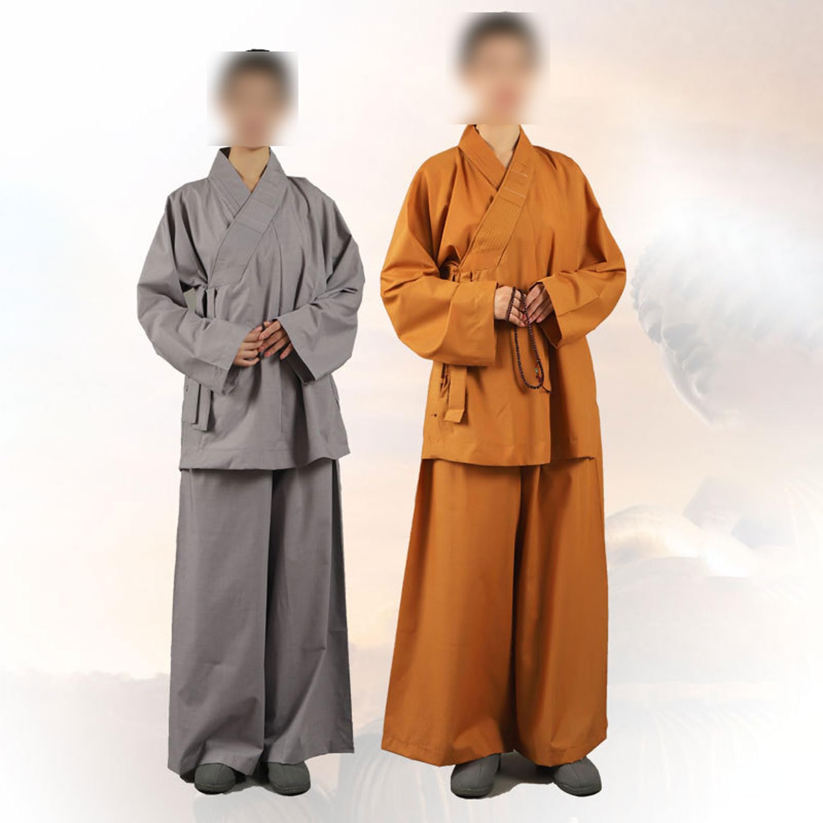 Abito da Monaco Buddhista Completo - Uniforme da Meditazione Shaolin per Kung Fu,Vesti del Monaco in Tessuto Traspirante per Adulti,Set Zen per Tutte Le Stagioni,Ideale per Pratica a Casa