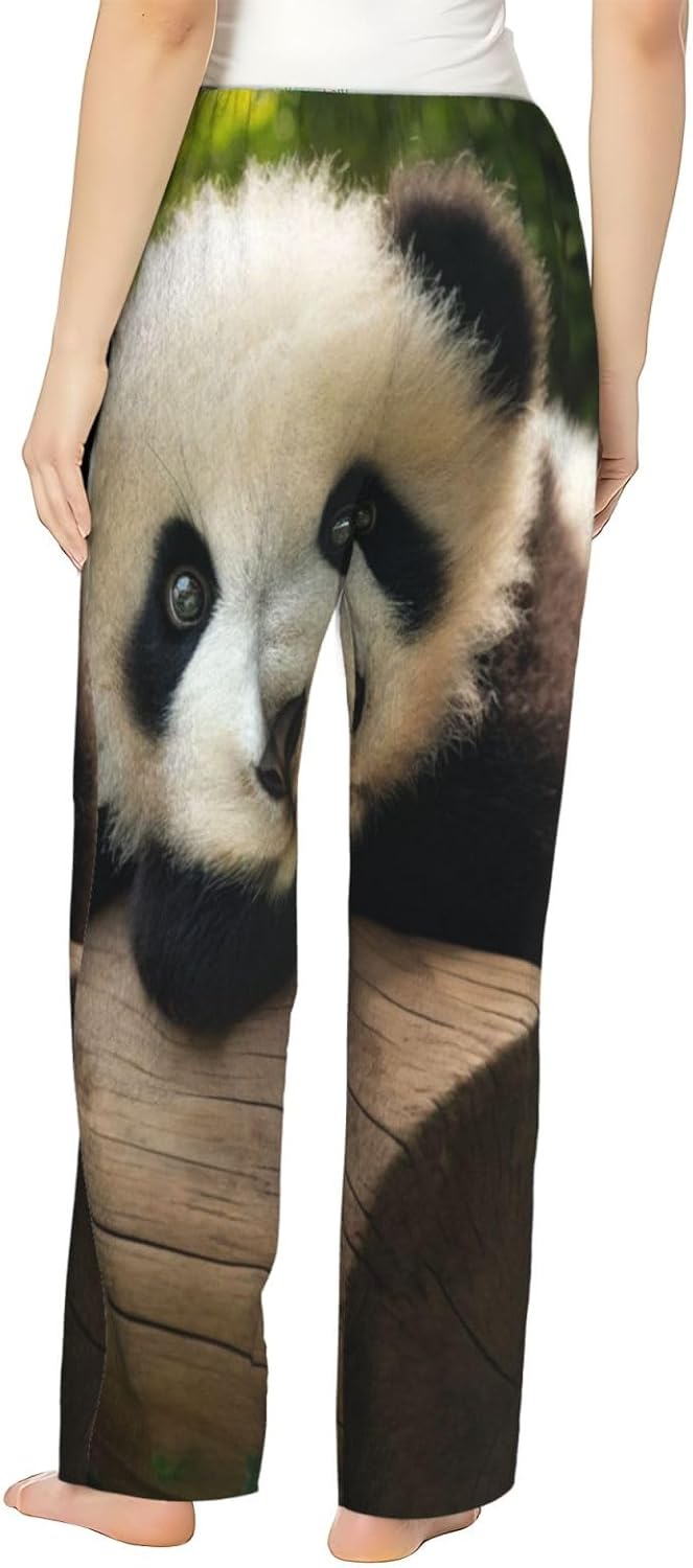 Women'S Cute-Animal-Panda Fleece Pajama Pants, Cozy Flannel Lounge Bottoms For Women