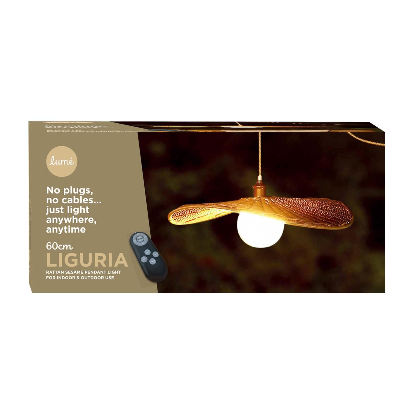 NOMA Ligurian Sesame Rattan Outdoor Pendant Light, 60 cm (Pack of 1) โ image 1