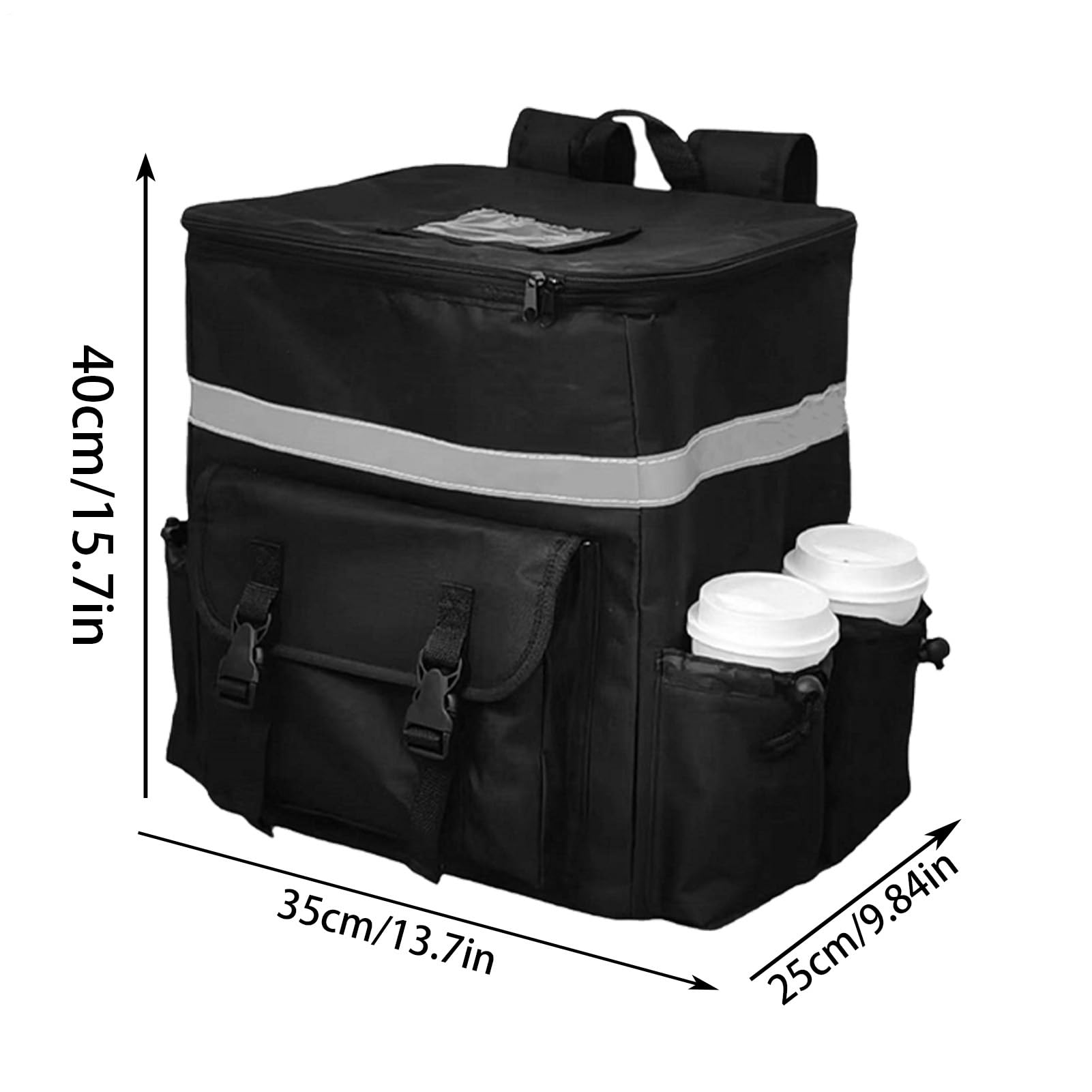 Borsa termica per alimenti caldi, zaino impermeabile, doppio buckle, Consulte la descripción, Vedere la descrizione | Con 4 tasche per tazze, grande contenitore termico durevole per campeggio, spiaggia, picnic, casa e consegna