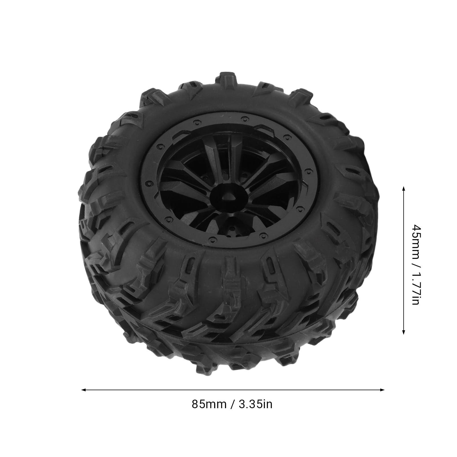 Generic 2PCS 1 16 RC Car Tires, 85mm Rubber All Terrain Tires Replacement Set, for HBX MJX SCY RC Truck - Image 4