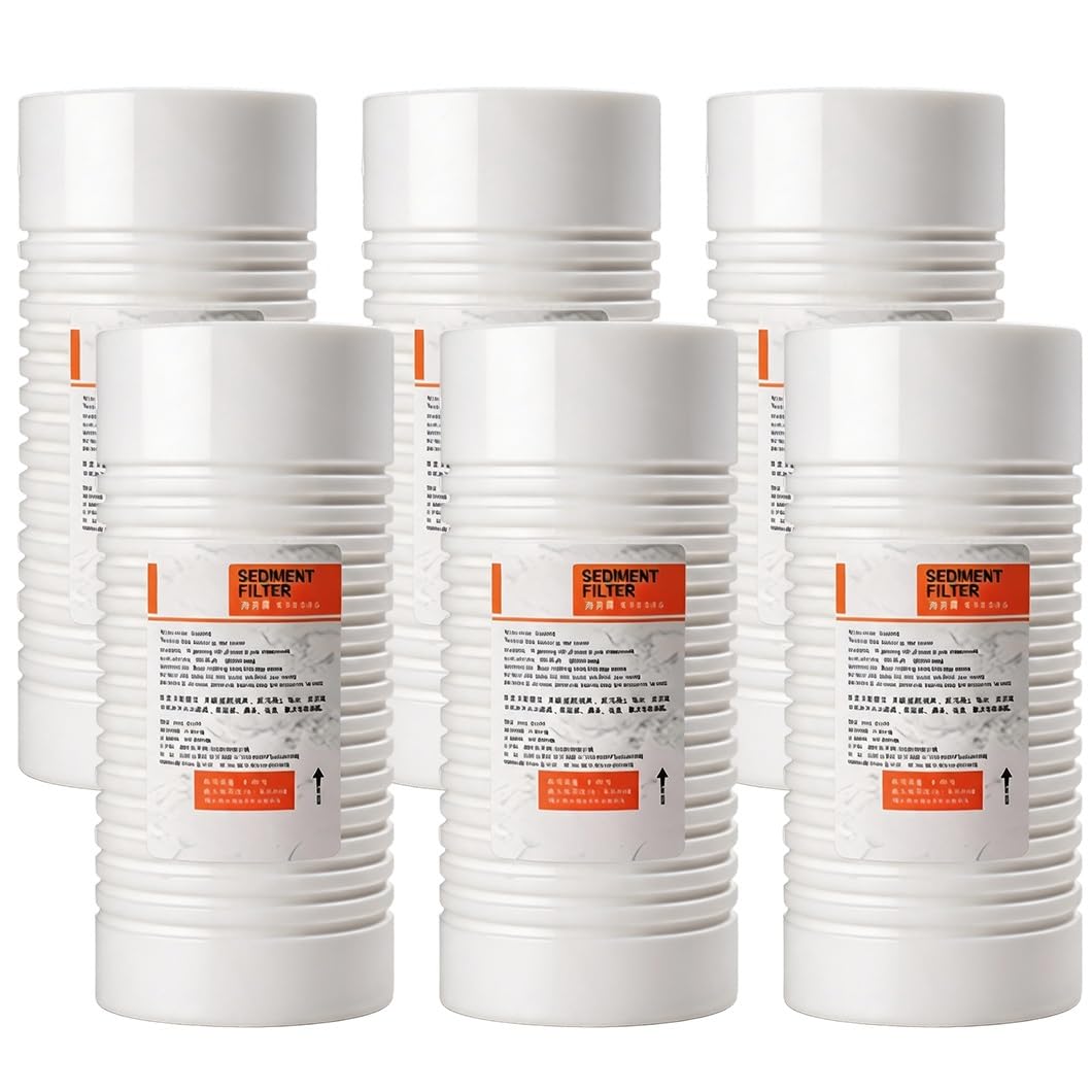 Paquet De 6 Pièces Élément Filtre De Sédiment PP Tranchée 10x4,3", Débit Élevé Pour Puits,robinet Et Eau Municipale,pièces Rechange Filtre Purificateur D'eau Universel