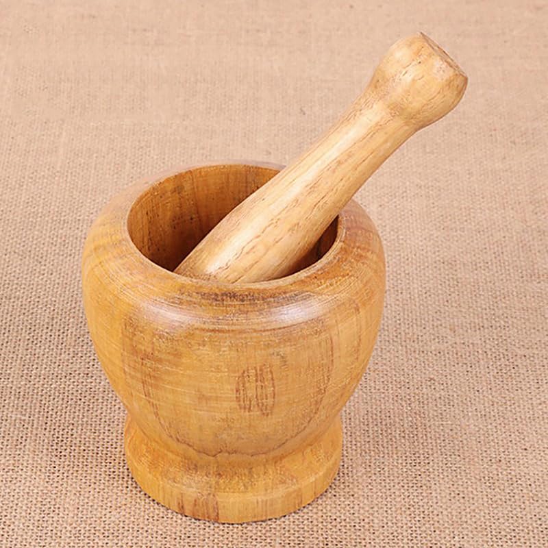 Pestle and Mortar Wooden Mortar and Pestle Set Wooden Spice Pepper Crusher Herbs Grinder Garlic Mixing Bowl