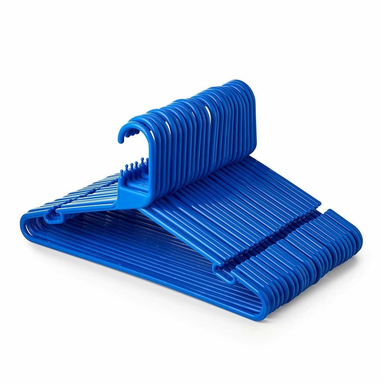 42CM HEAVY DUTY ADULT PLASTIC COAT HANGERS CLOTHES With TROUSER BAR IN 6 COLORS SIZE 42CM (20 X BLUE HANGER)