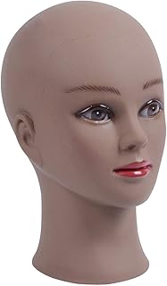 DUNSBY - Soporte de peluca con pinza para mujer, maniquí de cabeza para peluca, para hacer sombrero de exhibición cosmetología Manikin Head para la práctica de maquillaje (Color: oscuro marrón)