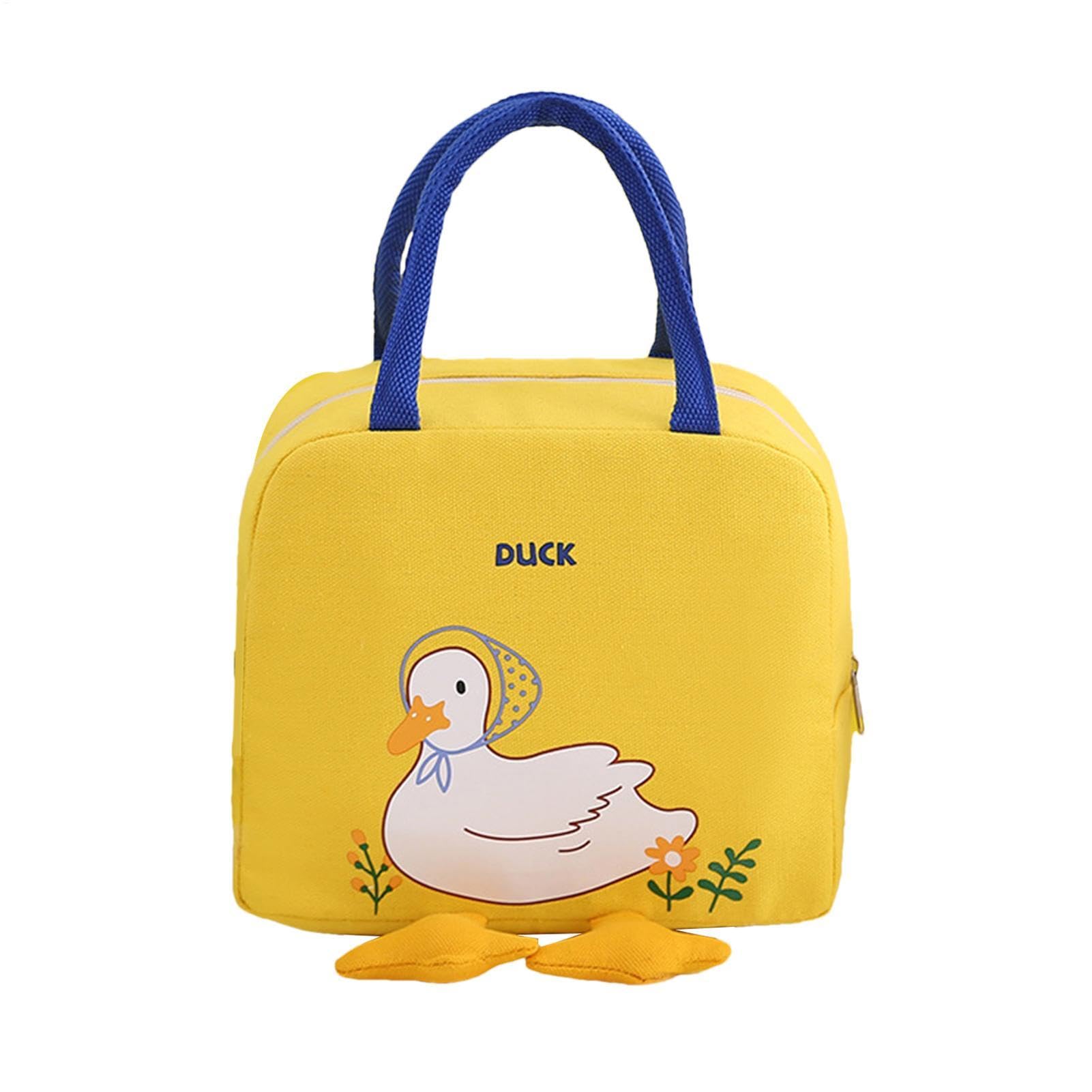 Insulated Lunch Bag, Cute Duck Lunch Box for Men Women, Yellow