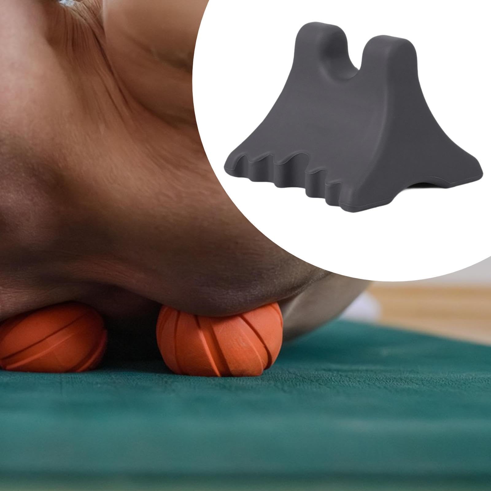 F Fityle Herramienta masaje para cuello, espalda y cuerpo, masaje puntos acupresión, ergonómica, fácil usar, ideal como regalo, portátil, Gris