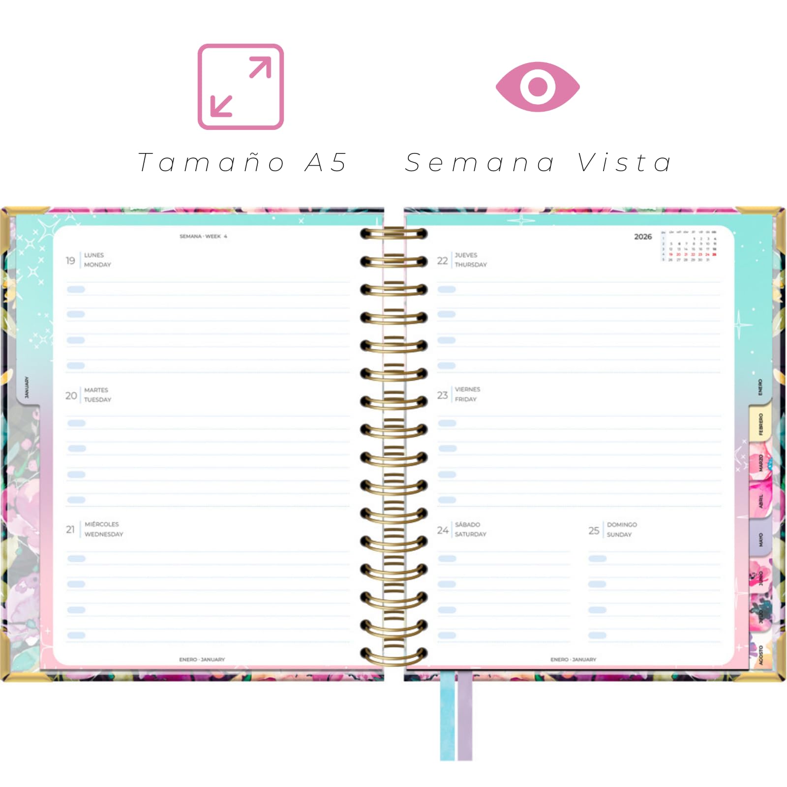 Takenote Calendrier 2026 Bureau - 21,5x15,5 Cm, Vue Mensuelle, 12 Mois