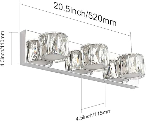 Miniatura 7 de Aipsun 3 luces de cristal para tocador sobre espejo, modernas luces LED para tocador de baño, accesorios de iluminación (luces blancas)