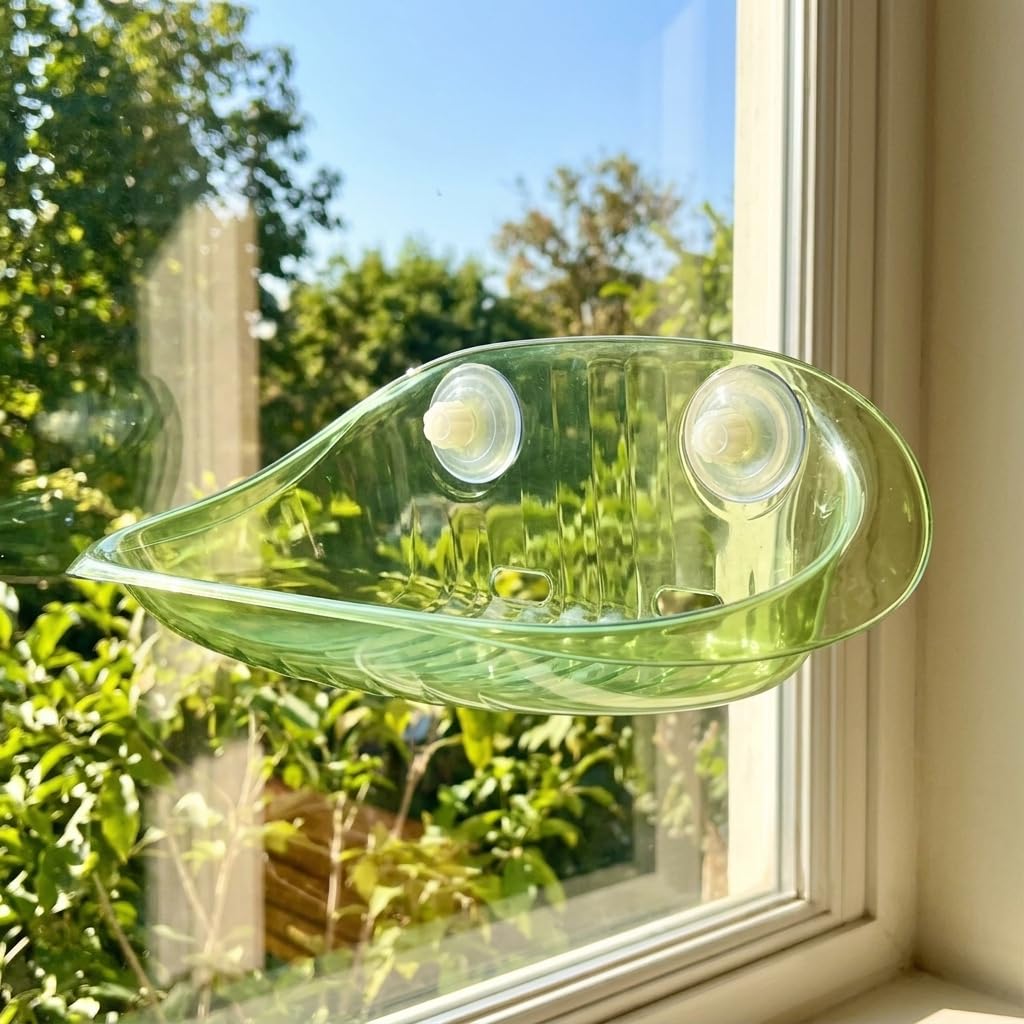 Hamac Fenêtre Chat Suspendu Support Mural Peluche Plateforme Relaxation Animal Lit Chat Sécurisé Matériau AS Solide pour Animaux de Compagnie Détente Intérieur Observation Fenêtre, Vert Agate