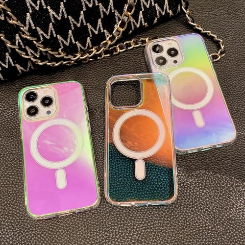 Coque iPhone 13 charge sans fil magnétique transparente et fine bleue