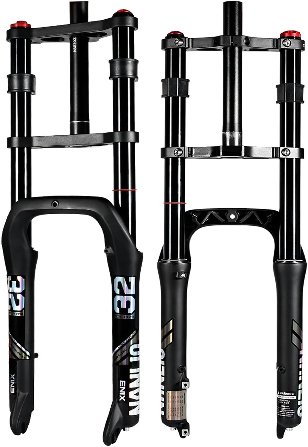 Bike Front Fork 20/26 inch 4.0 Fat Tire Bike Air Suspension Fork,180mm Travel, 135mm Hub Spacing, QR 9mm, Double Crown Shock Absorber Fork for MTB Fat Snow Beach E-Bike