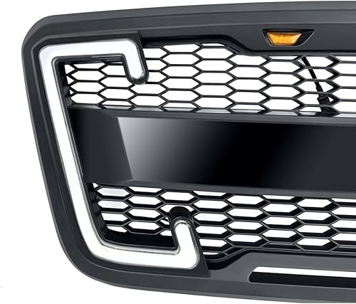 Miniatura 4 de EOMD Parrilla de parachoques delantero compatible con 2004 2005 2006 2007 2008 F150 WDRL y luces direccionales color negro mate