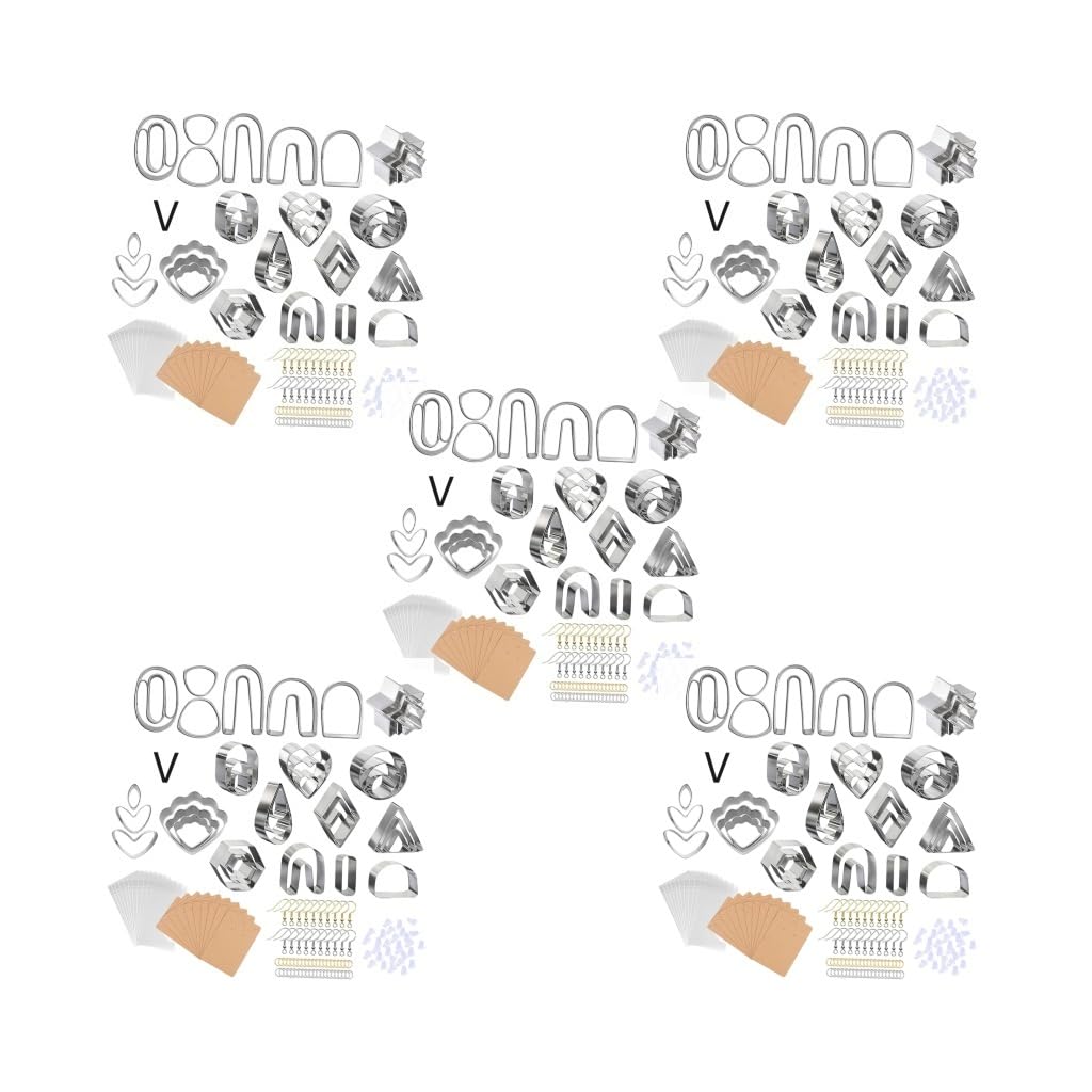 Lot de 5 emporte-pièces en argile polymère pour boucles d'oreilles, biscuits, 139 pièces