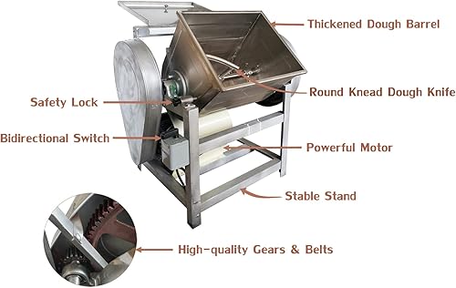 Miniatura 2 de Mezclador eléctrico comercial de la harina de la máquina del mezclador de la masa de 33.1 lbs con el cuenco de inclinación de 90 grados para la masa