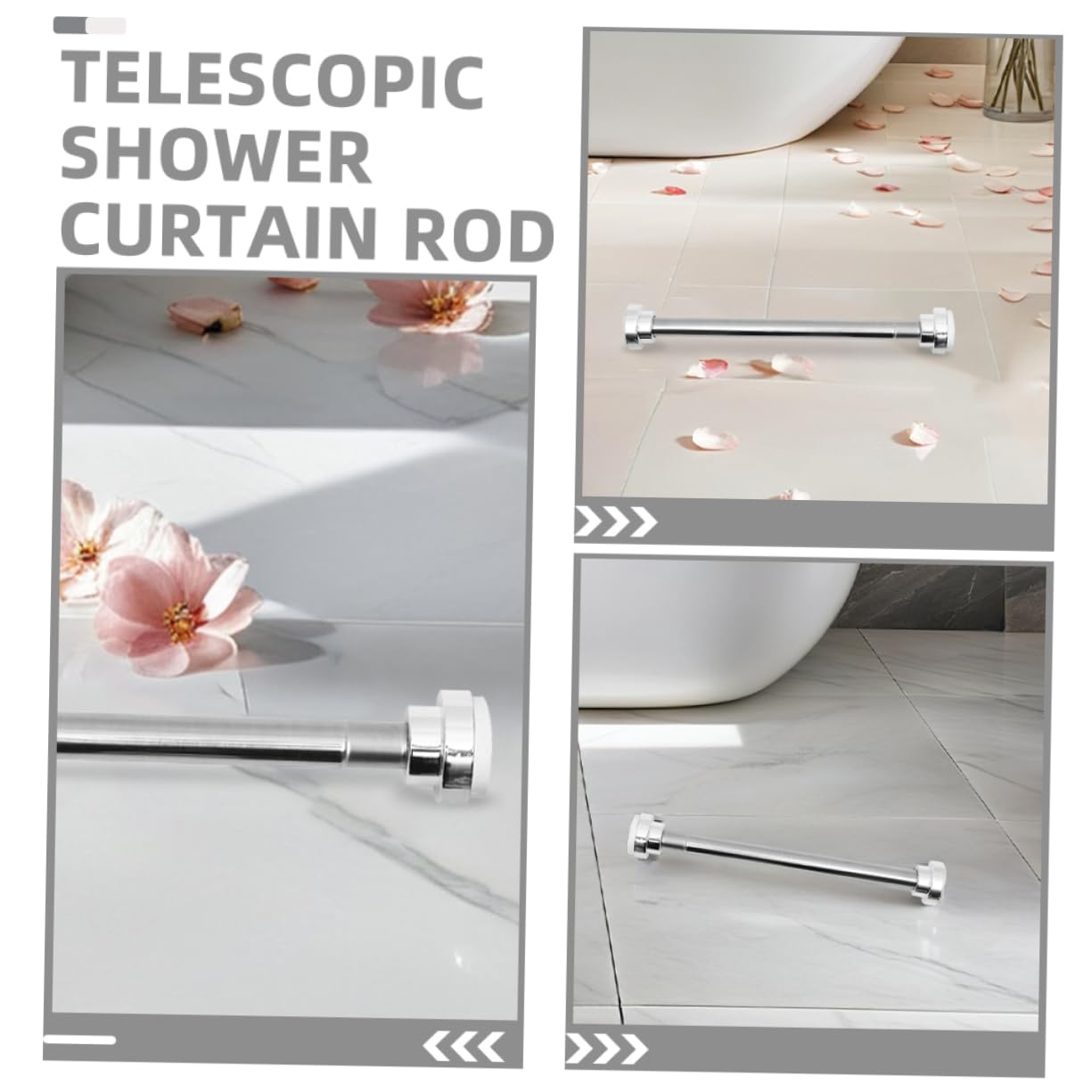 2 Pièces Tringle Rideau Douche Extensible Sans Perçage Acier Inoxydable Réglable Pour Salle De Bain Et Fenêtres De Placard