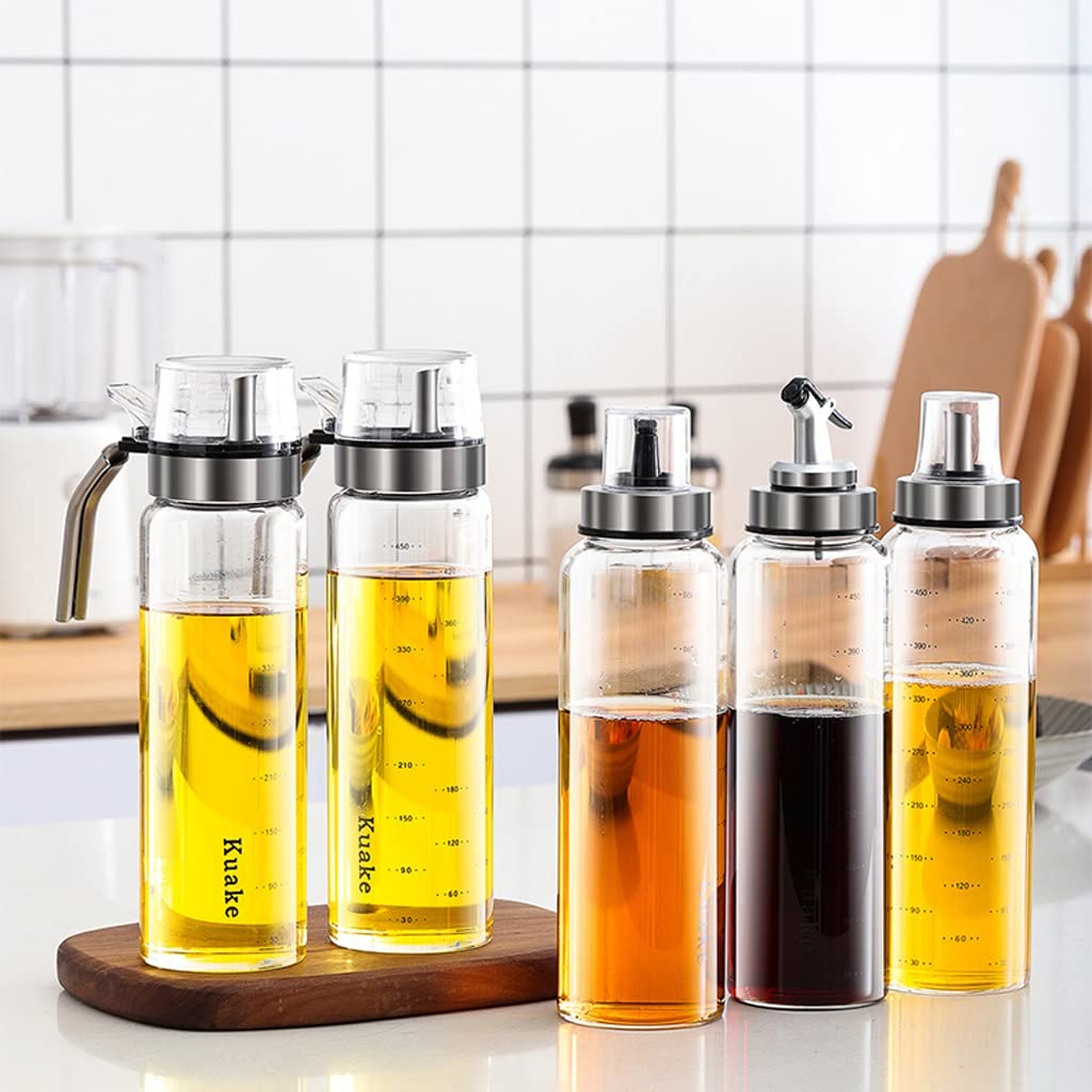WDX Ölflasche Glas auslaufsicher Öltopf Haushalt Öl Tank Gewürz Soja Sauce Flasche Essig Topf Sesamöl Flasche Küche Zubehör sortieren (Größe: 500 ml x 2)