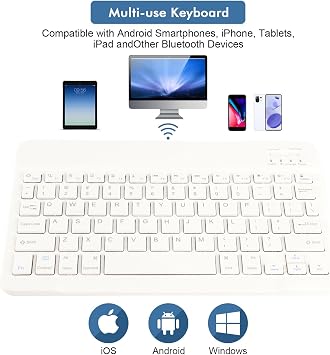 Yosoo Health Gear HD 10 Tablet Case, Universal Tablet Keyboard Case, Case Slim Folding PU Leather Stand Cover with Bluetooth Keyboard Case for Most Tablet