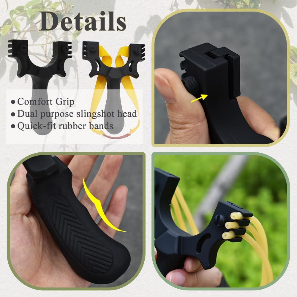 Slingshot Catapult with 4 Replacement Bands, Upgraded Resin Professional Slingshots for Adults, Multi-Purpose Hunting Slingshot for Outdoor Recreational Target Practice
