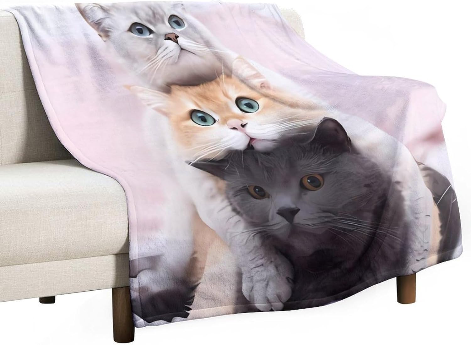 Cats Blanket Super Soft Warm Flannel Throw Blankets Lightweight Breathable Bath Towel Cozy Luxury Blanket for Couch Home Decor Tapestry for Travel Camping