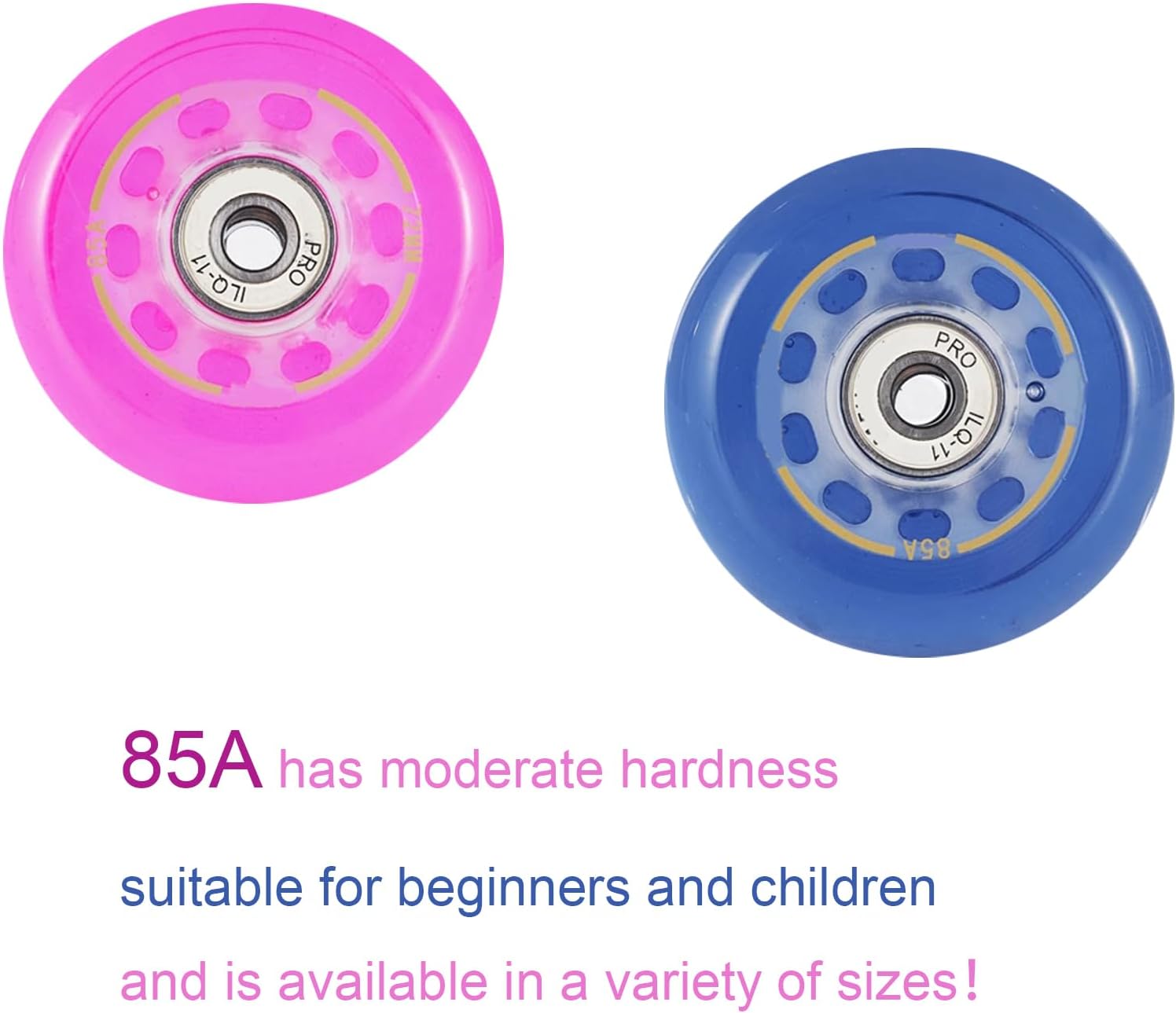 62mm 64mm 68mm 70mm 72mm 76mm 80mm Inline Skates Wheels 8 Pack Inline Skate Replacement Wheels Roller Skate Wheels for with Pre-Installed Bearings (Pink,76mm)