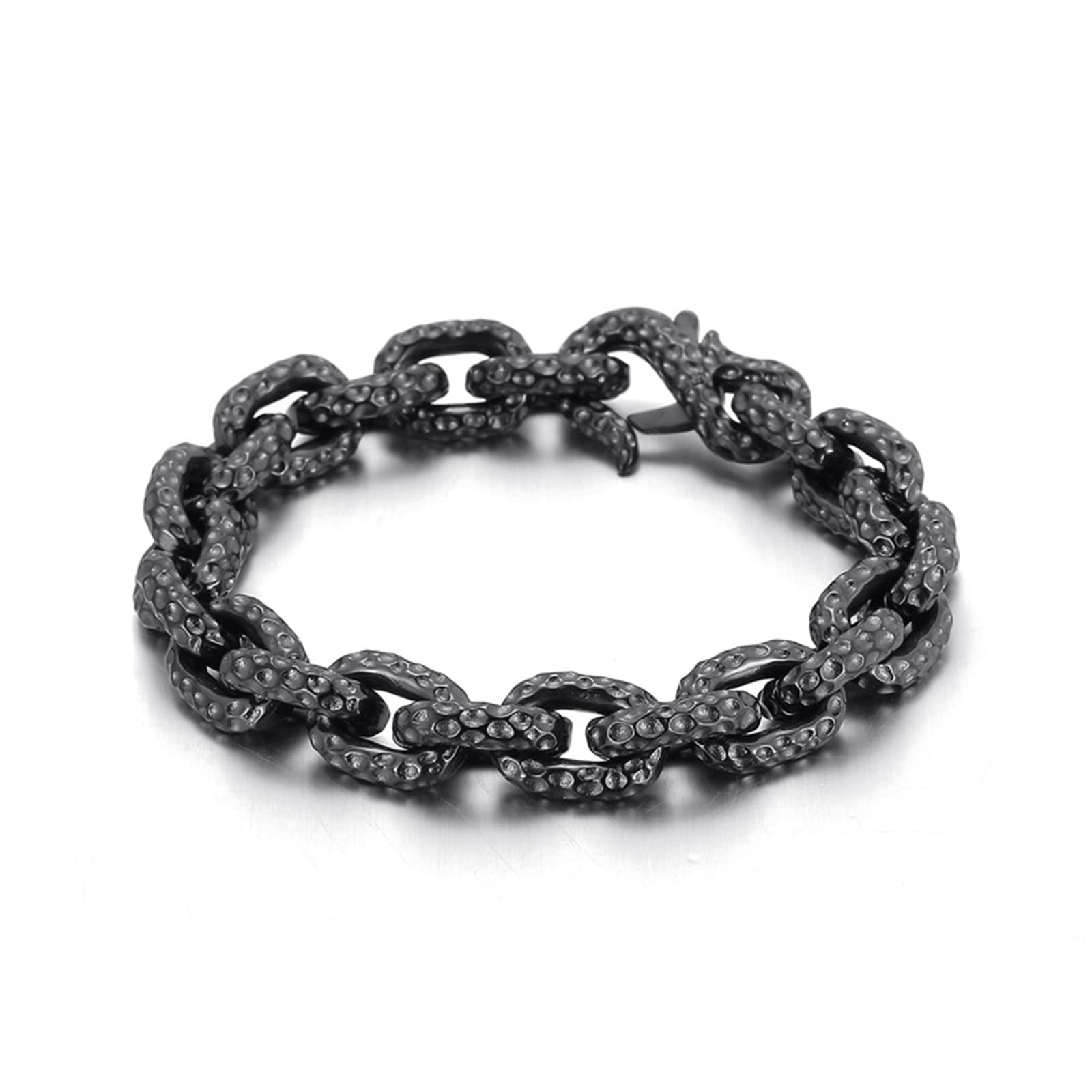 Magnetarmband Herren Schwarz，Gliederarmbänder Punkt Rostfreier Stahl Männer Lederarmband