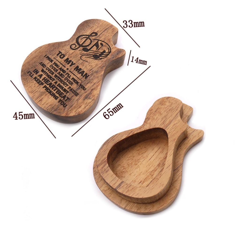 Abaodam 2sets Pz Di Porta Plettri Legno Forma Di Chitarra Con Plettri Inclusi Personalizzata e Pratica Per Musicisti Di Chitarra Basso e Ukulele