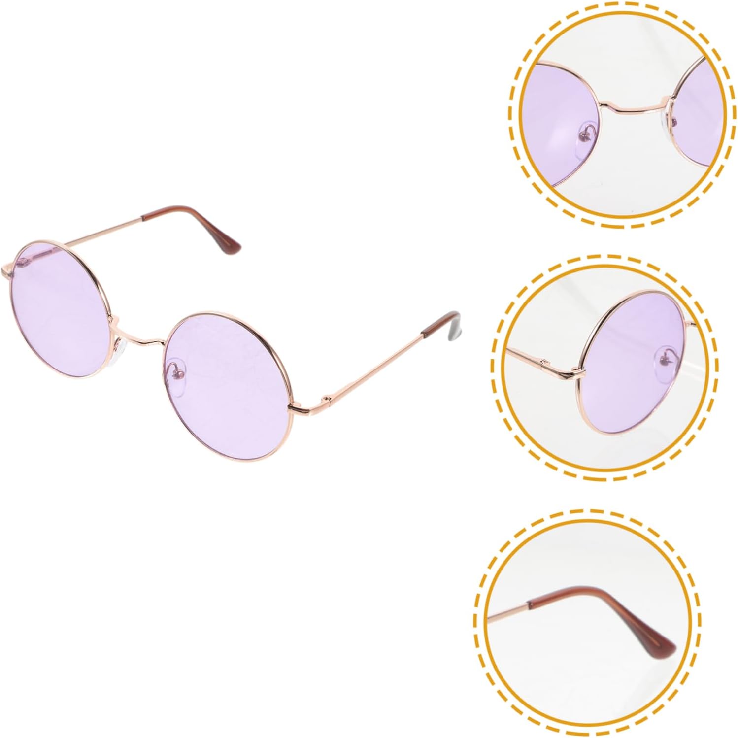 Didiseaon Retro Round Frame Sunglasses Lightweight Stylish Eyewear for Men Women Party Props UV Protection Comfortable Fit Metal Frame
