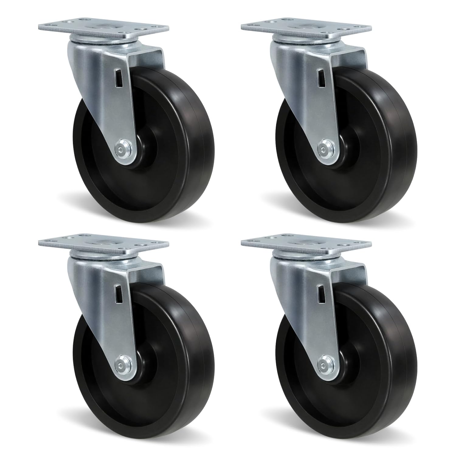5" Casters, Heavy Duty Casters Set of 4 with Load 1400lbs Capacity, Polyolefin Caster Wheels for Cart Furniture (4 Swivel)