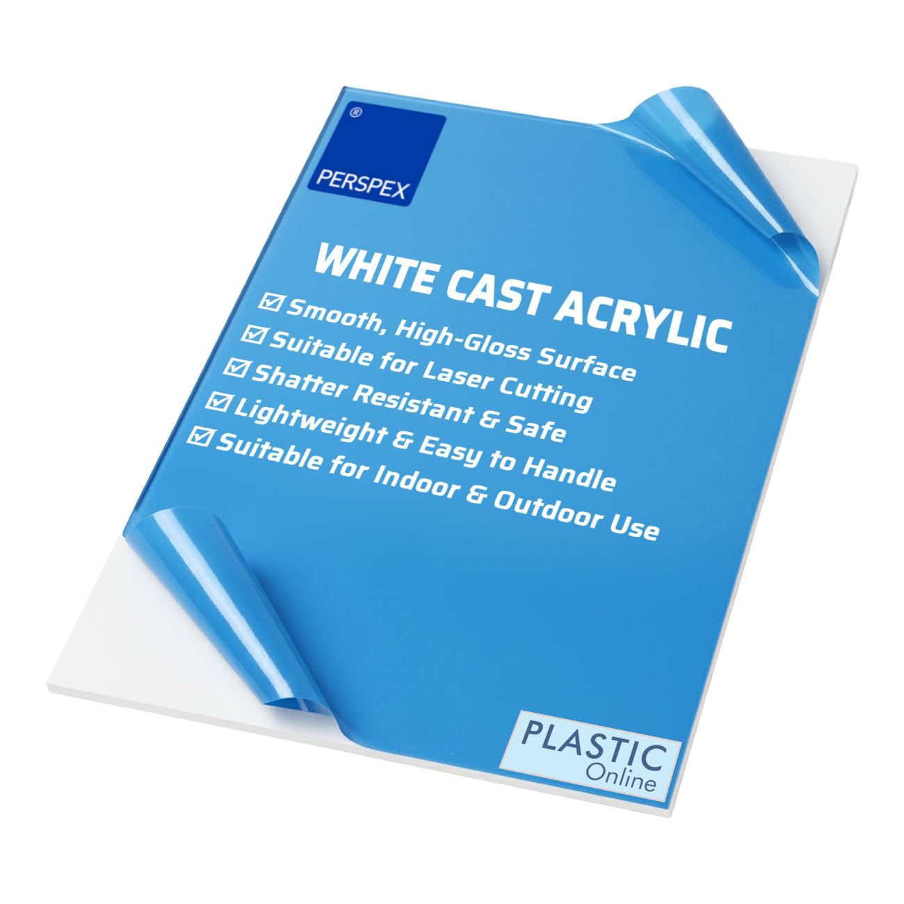 3mm Perspex White Gloss Acrylic Plastic Sheet Panel With Finished Polished Edges - Various Sizes (A3-42cm x 29.7cm)