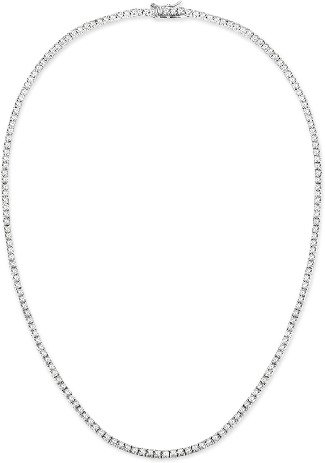 Gemsme 18K White/Yellow Gold Plated 3.0mm Round Cubic Zirconia Classic Tennis Necklace For Women 16-24 Inches