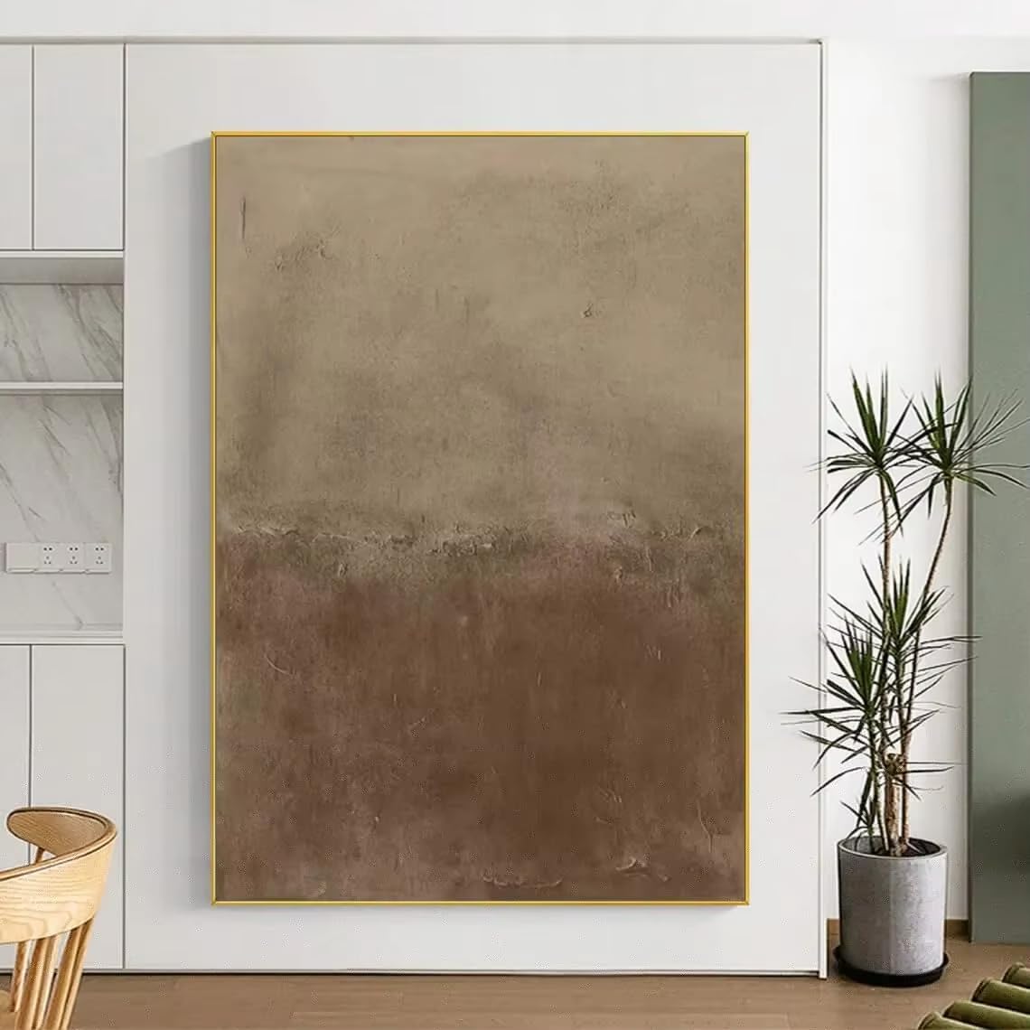 awtrhfc Brown Abstract Painting Modern Orange Wall Art Minimalist Painting Office Wall Decorat(40x50cm(16x20in)/No frame)