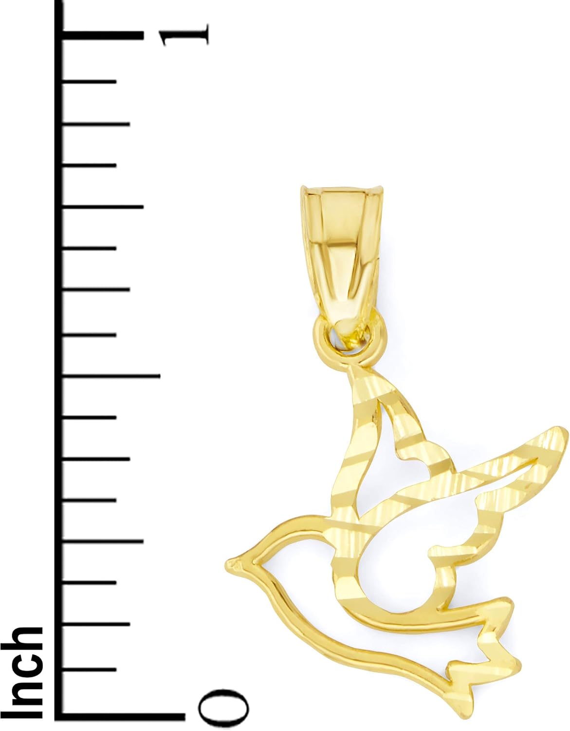 Solid 10k Gold Dove Pendant Finished in Diamond Cut