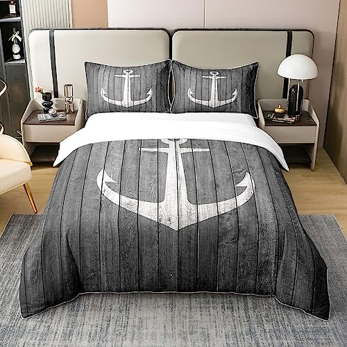 Parure de lit en coton haut de gamme motif ancre marine pour grand lit double enfant